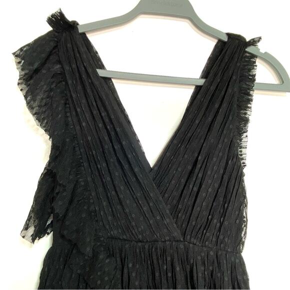 Joie Johnesha Black Swiss Dot Lace V Neck Sleeveless Dress 0 - Picture 8 of 12